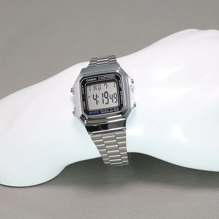 Casio Retro Fashion Digital Watch 'Silver Black' A178WA-1AJH