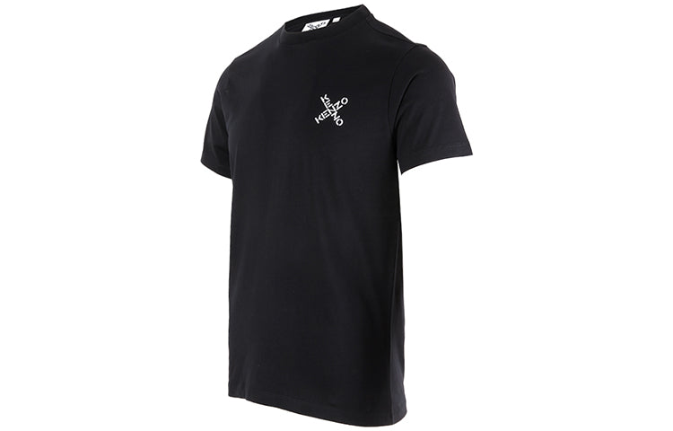 Men's KENZO SS21 Pure Cotton Cozy Alphabet Printing Short Sleeve Black T-Shirt 5TS0014SJ-99