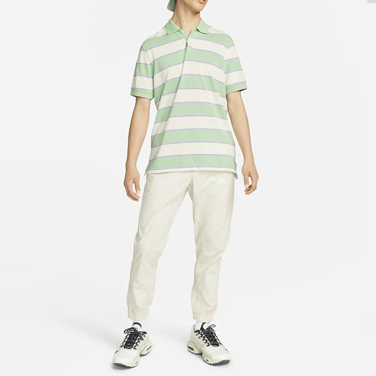 Nike Contrasting Colors Stripe Short Sleeve Green Polo Shirt DH0901-308