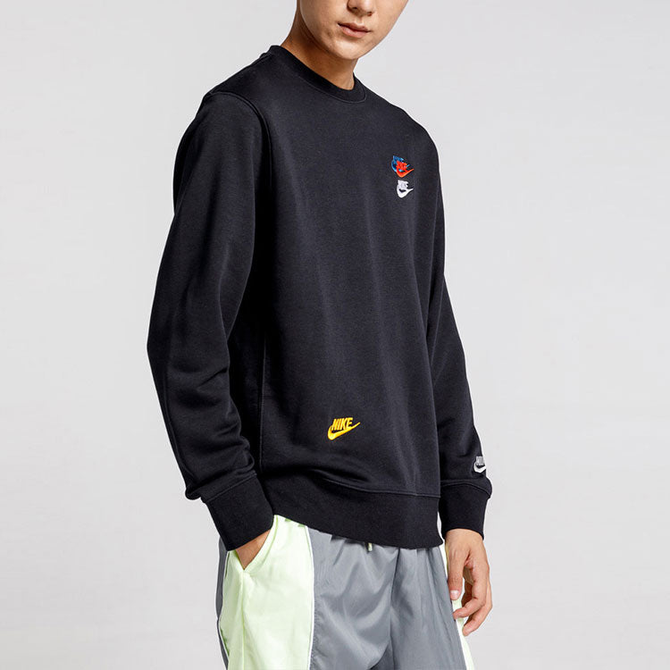 Nike Embroidered Round Neck Pullover Sweaters Autumn Asia Sizing 'Black' DJ6915-010