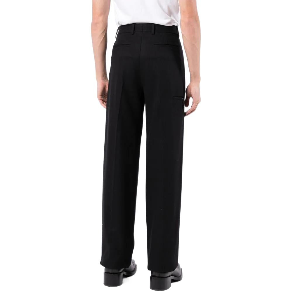 Men's Off-White SS22 Mid Waist Solid Color Straight Casual Pants/Trousers Version Black OMCA190F21FAB00310001000
