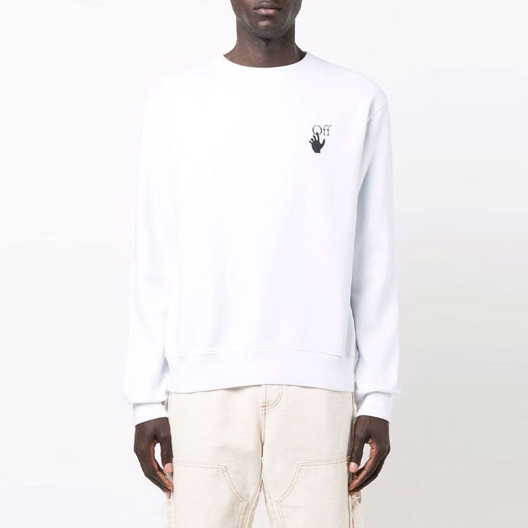 Men's Off-White FW21 Painting Pattern Round Neck Long Sleeves White OMBA025F21FLE0080184