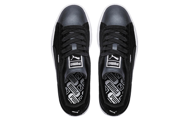 (WMNS) PUMA Suede Shimmer Black/Grey Low Board Shoes 369597-02