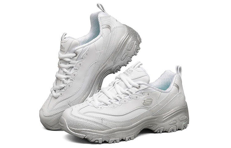 (WMNS) Skechers D'Lites 1.0 Low-Top Running Shoes White/Silver 149231-WSL