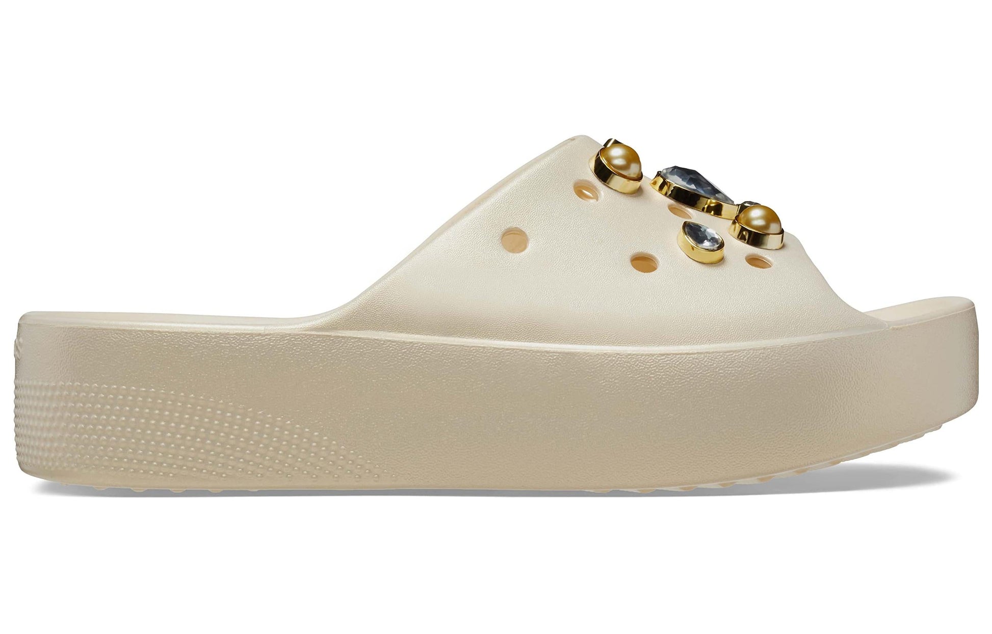 (WMNS) Crocs Classic Crystals Pearls Platform Slides 'White' 208388-108