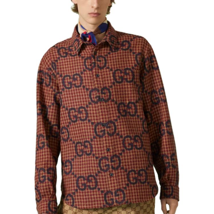 Gucci Maxi GG Gingham Wool Shirt 'Red Blue' 756842-ZAOBM-6253