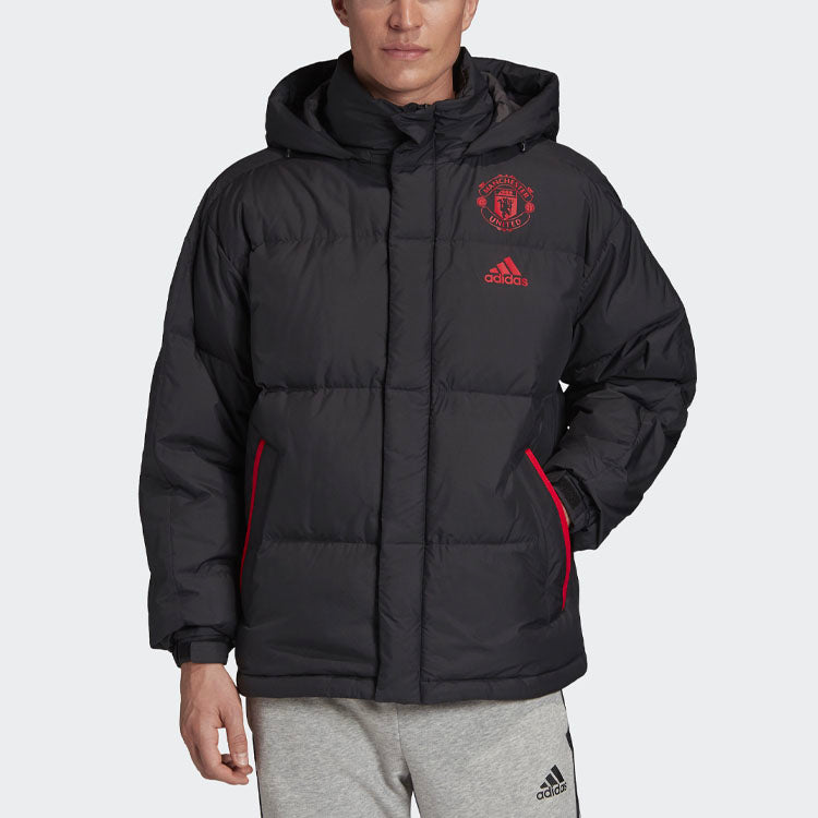adidas Mufc Ssp Dwjkt Manchester United Soccer/Football Sports hooded down Jacket Black FP8435