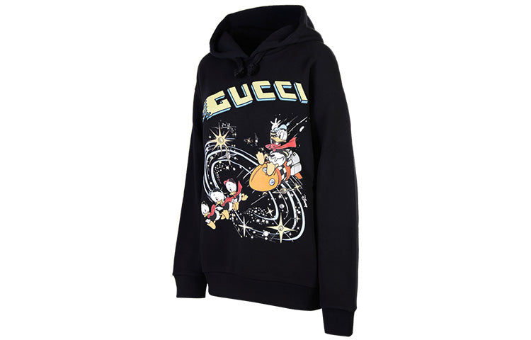 (WMNS) Gucci x Disney Joint SS21 Cartoon Donald Duck Printed Hoodie For Black 615061-XJDC6-1043