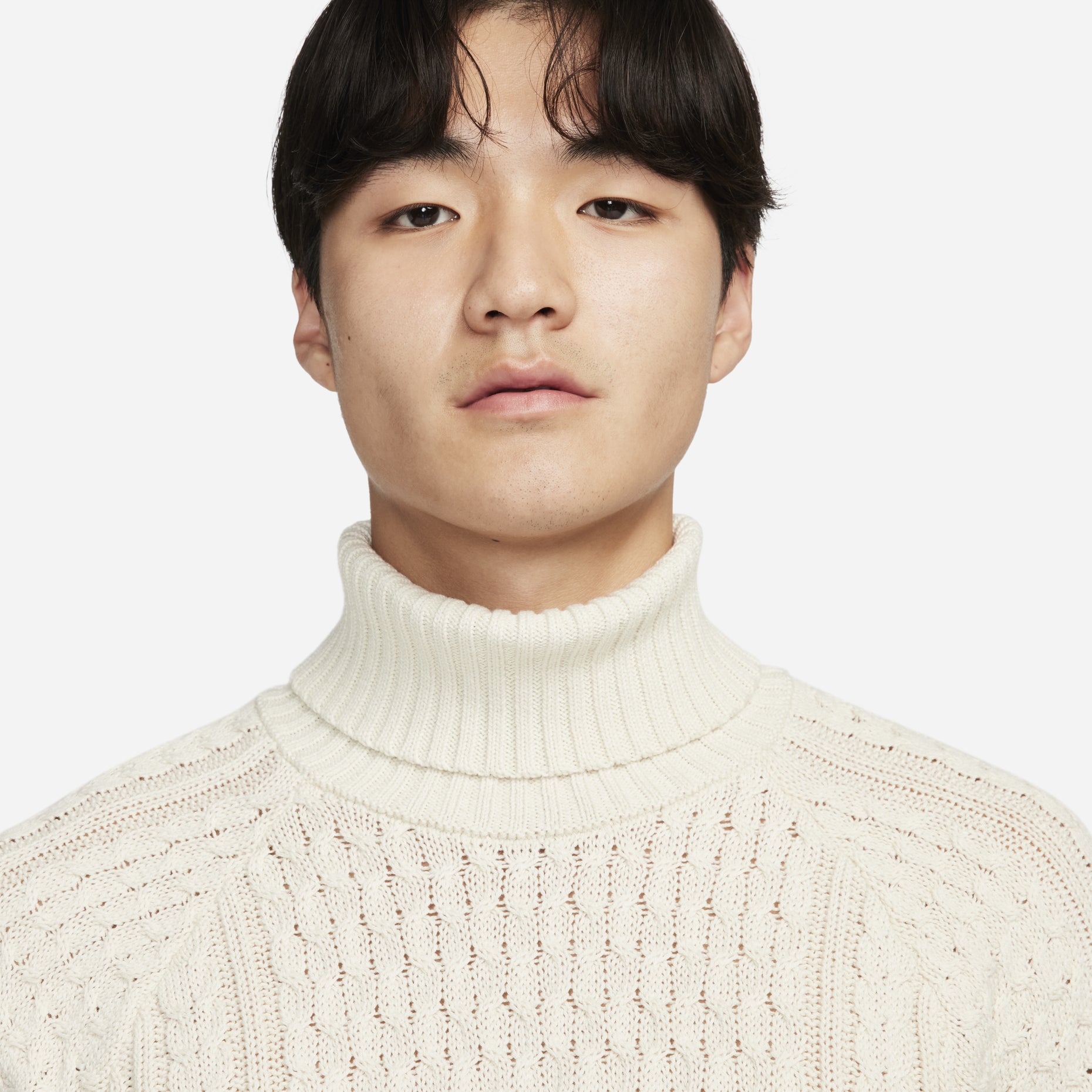 Nike Cable Knit Turtleneck Sweaters 'Beige' FB7771-072