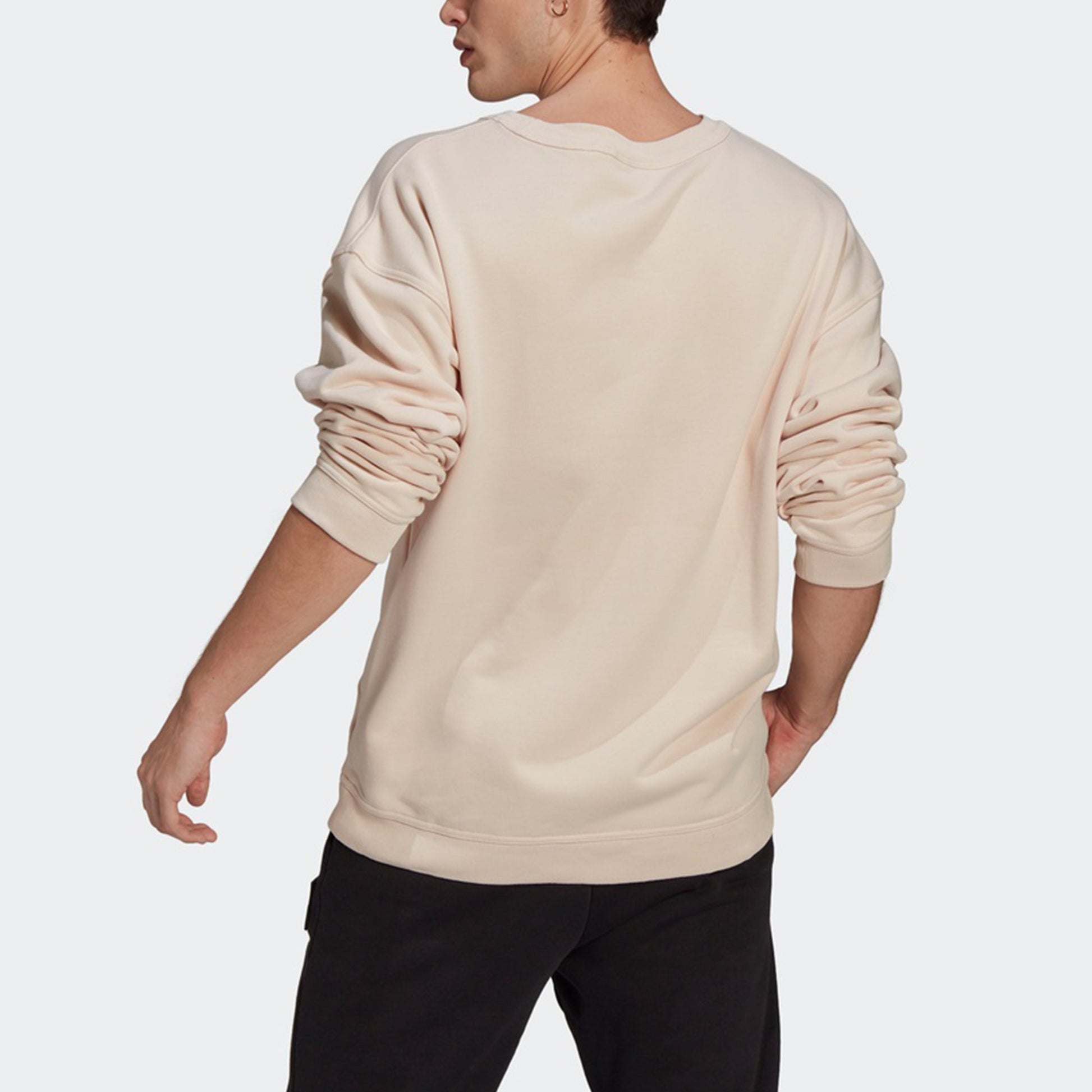 Men's adidas originals Silicon Crew Logo Label Sports Round Neck Pullover Creamy White GN3290