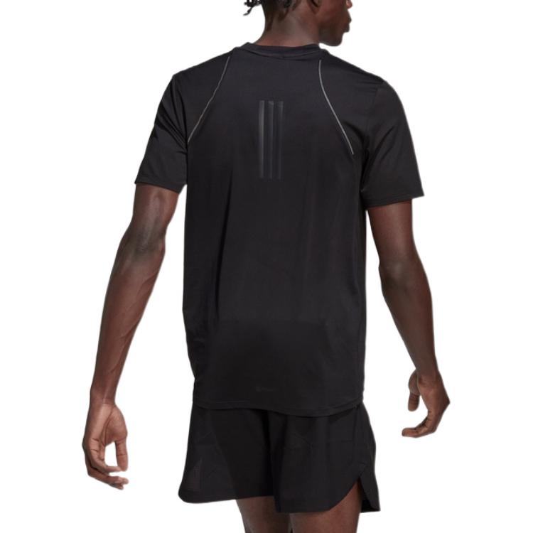 Men's adidas Solid Color Logo Printing Round Neck Hygroscopic Quick Dry Sports Short Sleeve Black T-Shirt HL8794