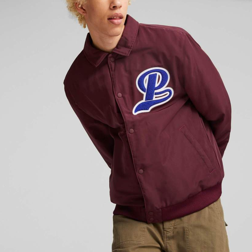 PUMA Team Bomber Button Down Jacket 'Burgundy' 539272-42