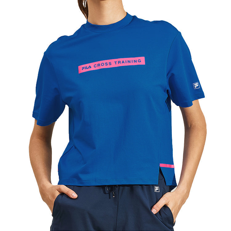 (WMNS) FILA Alphabet Logo Printing Short Sleeve Blue F11W934103F-DB