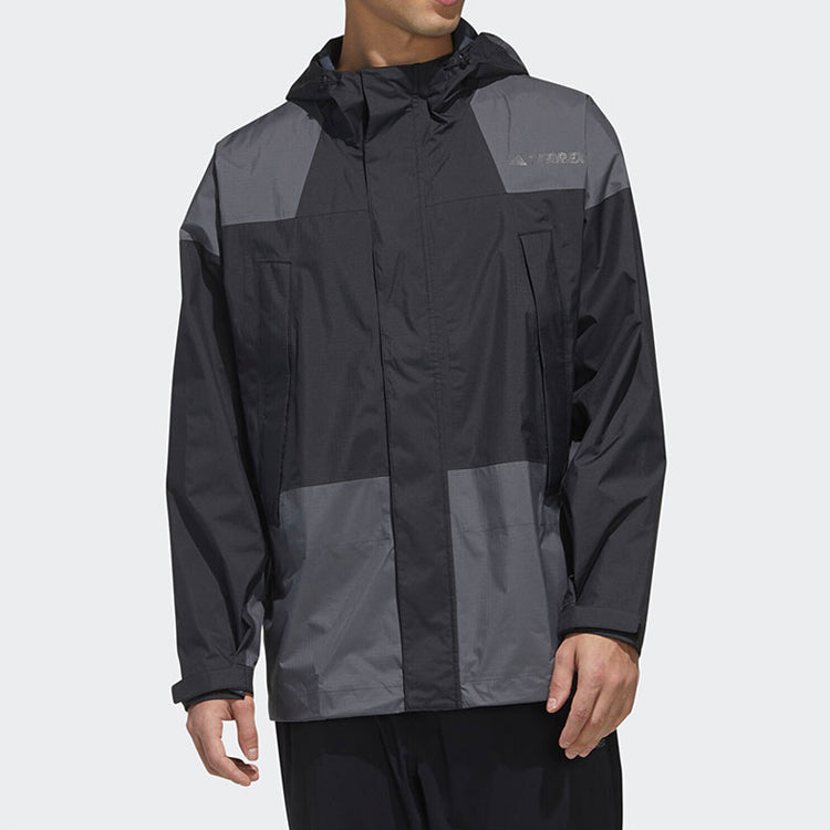 adidas Logo Alphabet Splicing Jacket Black Gray FN0833