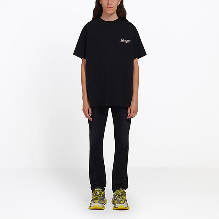 Men's Balenciaga Alphabet Printing Short Sleeve Black 641675TIV521070