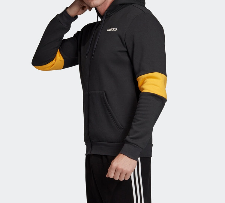 adidas Contrasting Colors Sleeve Training hooded Zipper Cardigan Black FJ6280