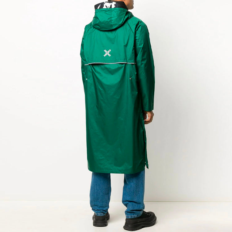 Men's KENZO XLong Windbreaker Hooded Jacket Green FA65OU5601NJ-56