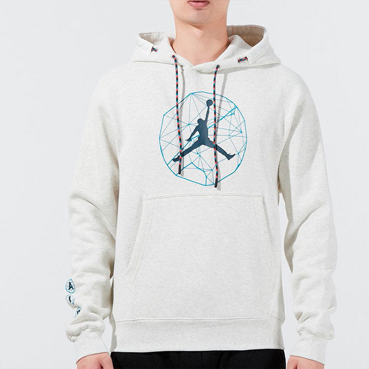 Men's Air Jordan Casual Sports Hooded Lacing Pullover Autumn White DC9728-141