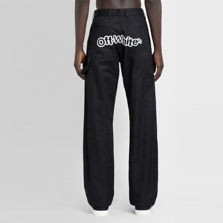 Men's Off-White SS22 Solid Color Cargo Straight-Leg Casual Pants/Trousers Black OMCA209S22FAB0021001