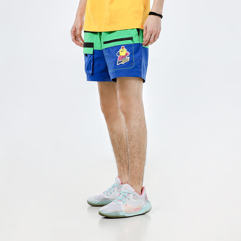 Nike Colorblock Cartoon Pattern Sports Lacing Woven Shorts Black Blue DM7919-011