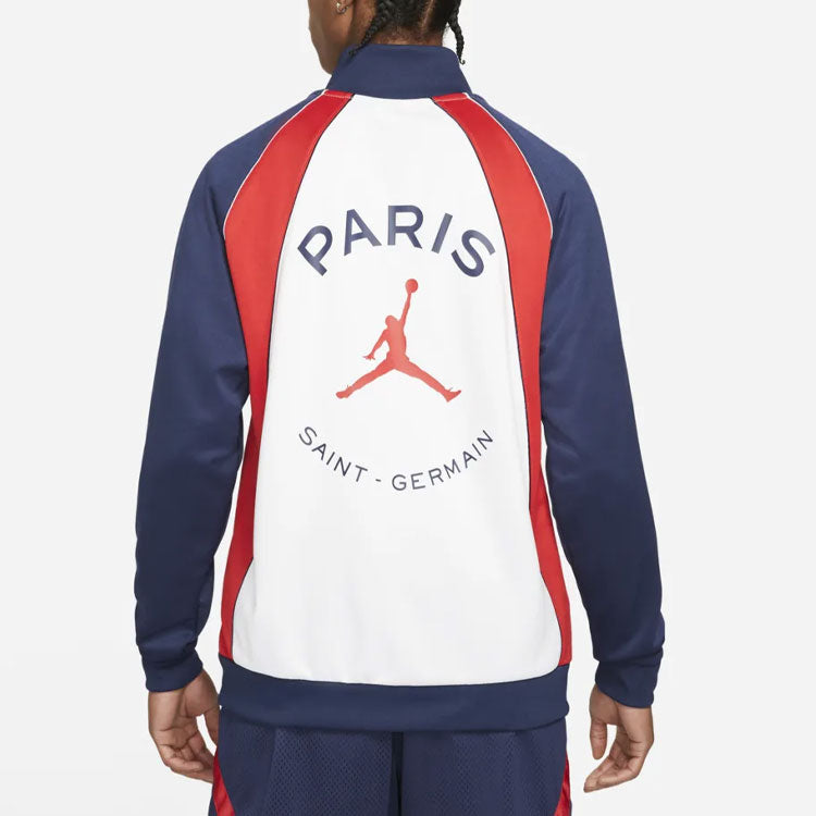 Air Jordan Paris Saint-Germain Colorblock logo Sports Knit Stand Collar Jacket Blue DB6489-100