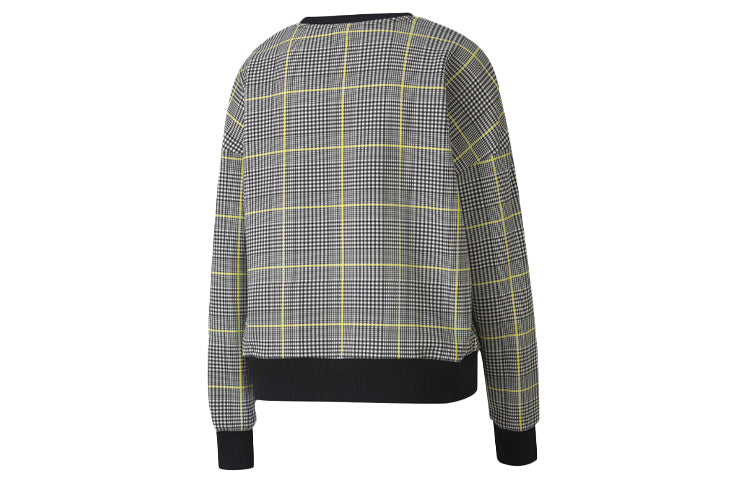 (WMNS) PUMA Rechack Pack Crew Sweatshirt 'Grey Black White Yellow' 597892-01