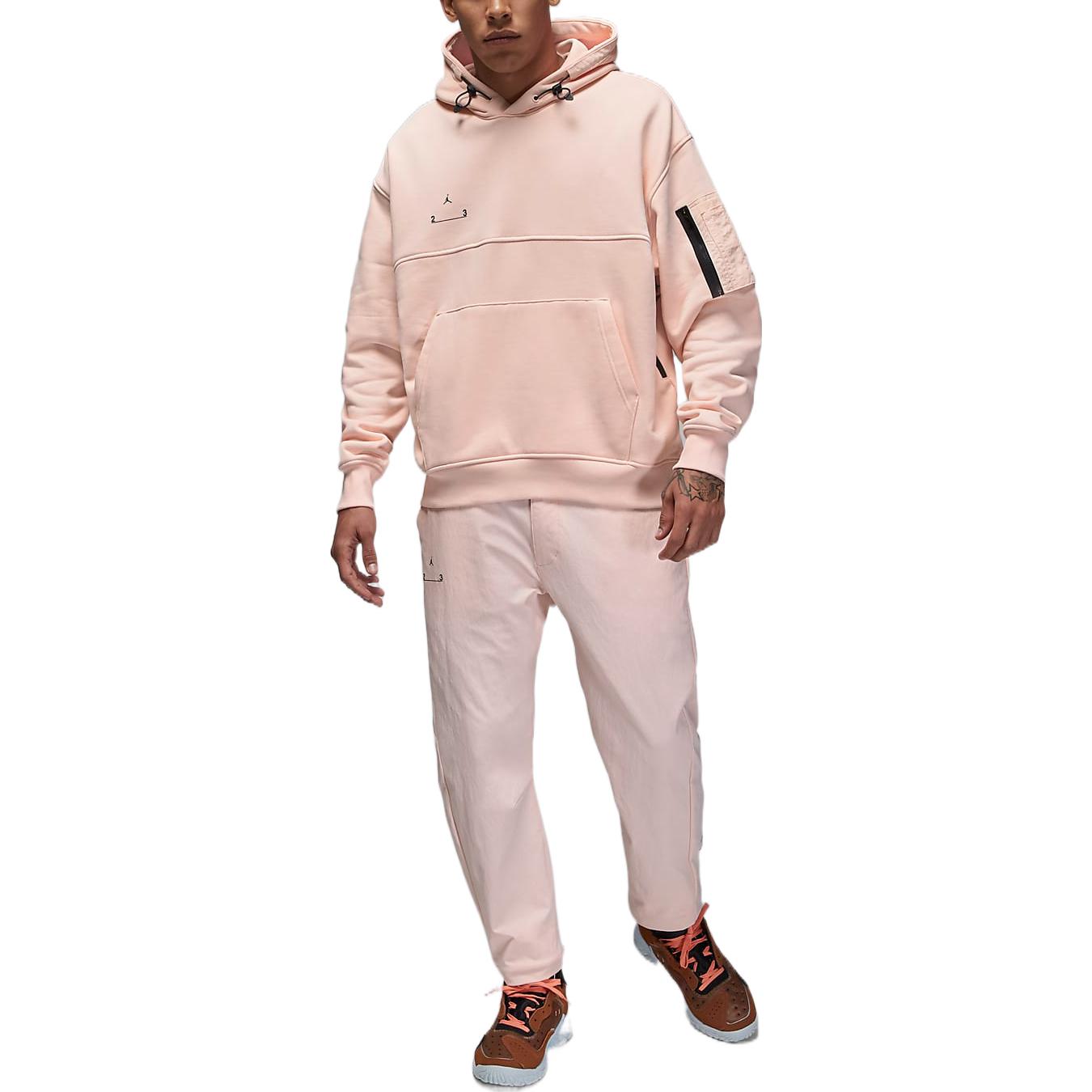 Men's Air Jordan Solid Color Logo Printing Hooded Pullover Long Sleeves Pink DQ8062-610