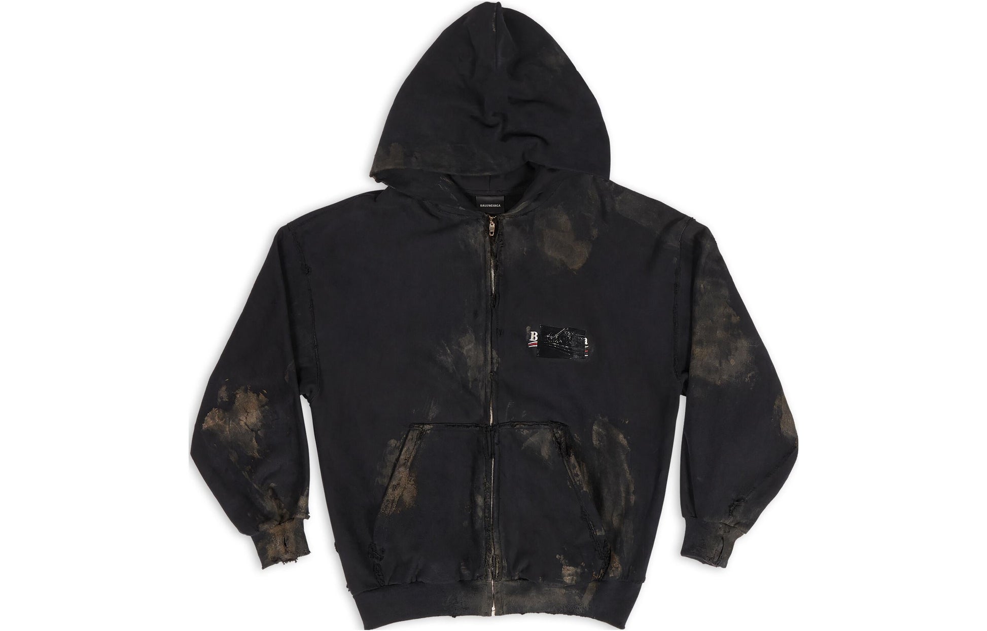 Balenciaga Gaffer Heavy Washed Zip-Up Hoodie Small Fit 'Grey' 720424TNVK51227