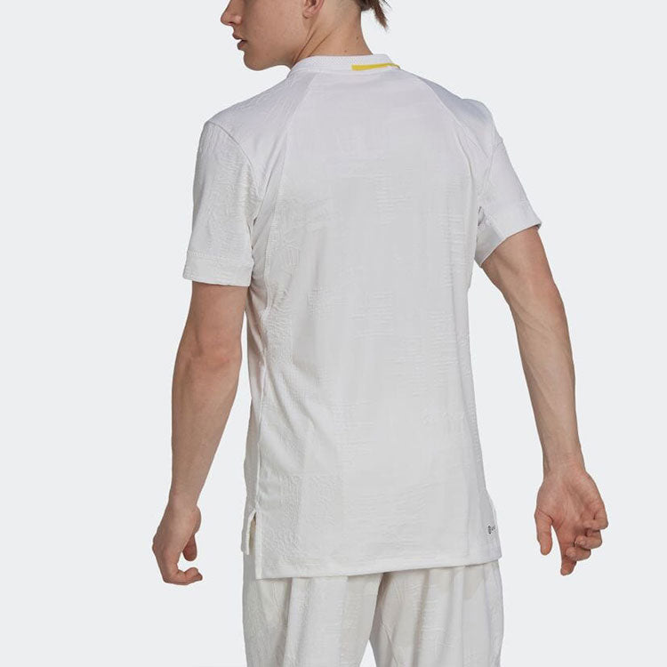 Men's adidas Colorblock Logo Tennis Short Sleeve White Polo Shirt HC8537