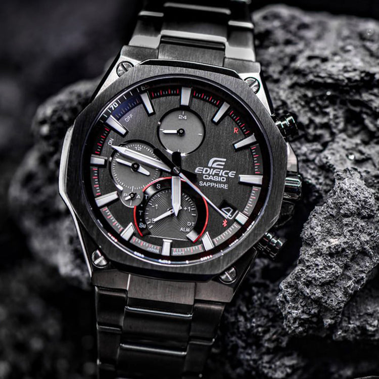 Men's CASIO Edifice Bluetooth Solar Energy Watch Solar Powered Mens Gray Analog EQB-1100DC-1A