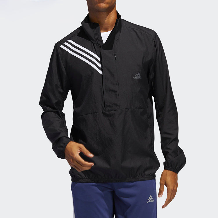 adidas Logo Print Casual Running Stand Collar Jacket Male Black FL6971