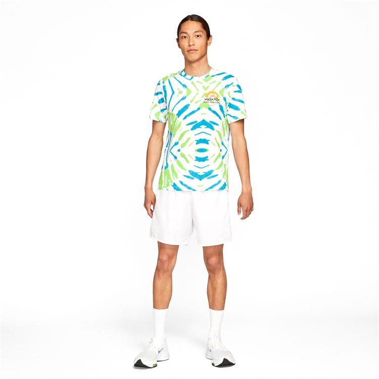 Nike Dri-fit Quick Dry Knit Printing Sports Short Sleeve White CZ9892-100