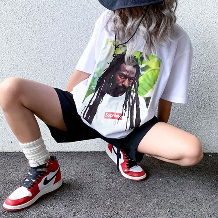 Supreme SS19 Buju Banton Tee Reggae Character Printing Short Sleeve Unisex White SUP-SS19-10479