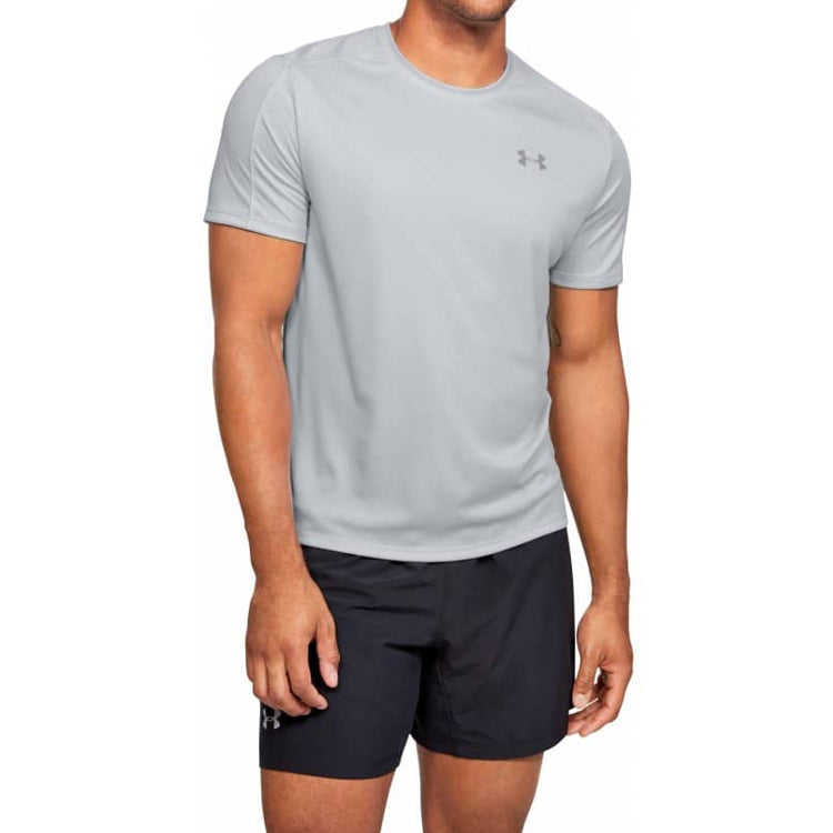 Men's Under Armour Speed Stride Short Sleeve Sports Tops Gray 1326564-014