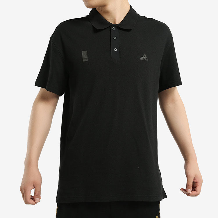 adidas Athleisure Casual Sports Short Sleeve Polo Shirt Black FK4469