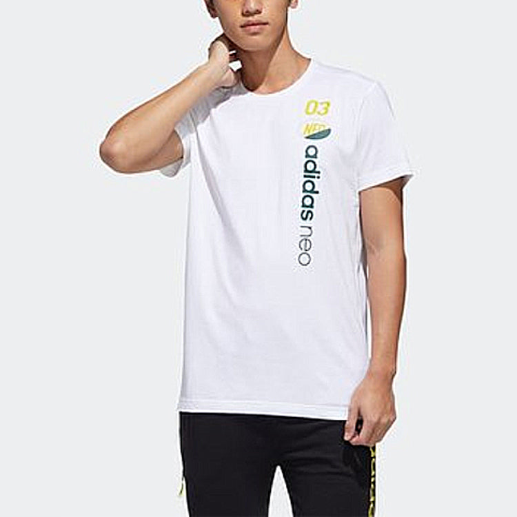 adidas neo Casual Cozy Sports Round Neck Short Sleeve White GK1525