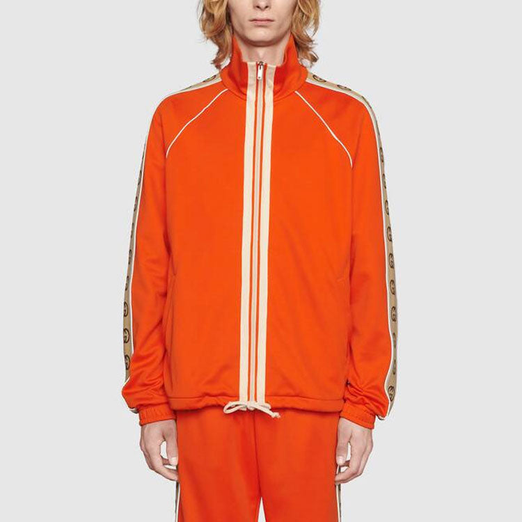 Men's Gucci Logo Zipper Casual Jacket Orange 598861-XJBZ8-7548