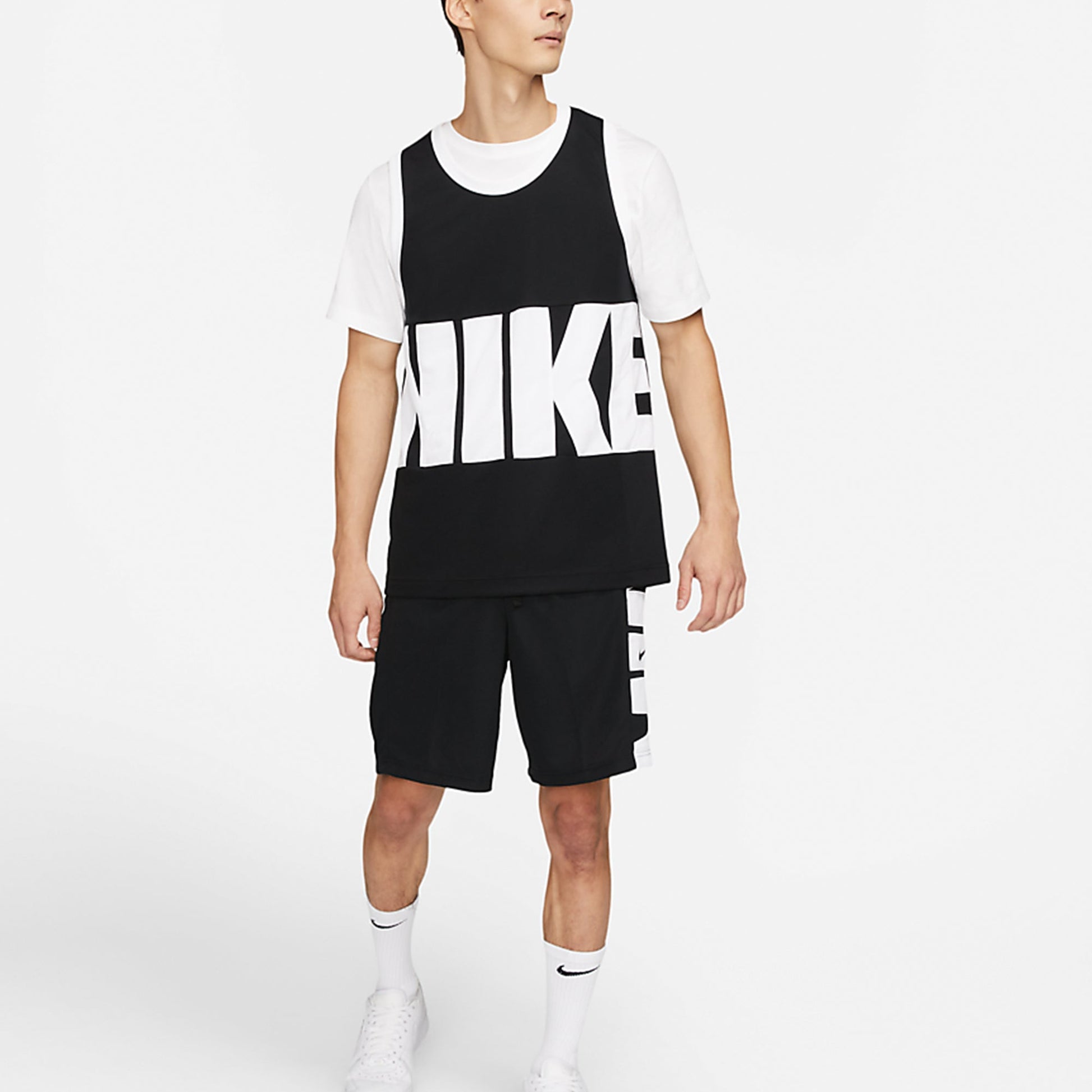 Men's Nike Large Logo Printing Sports Basketball Jersey/Vest Black DA1042-010