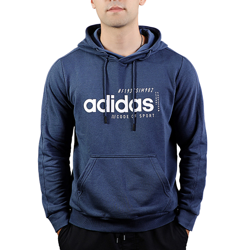 adidas Alphabet Logo Printing hooded Drawstring Blue EI4635