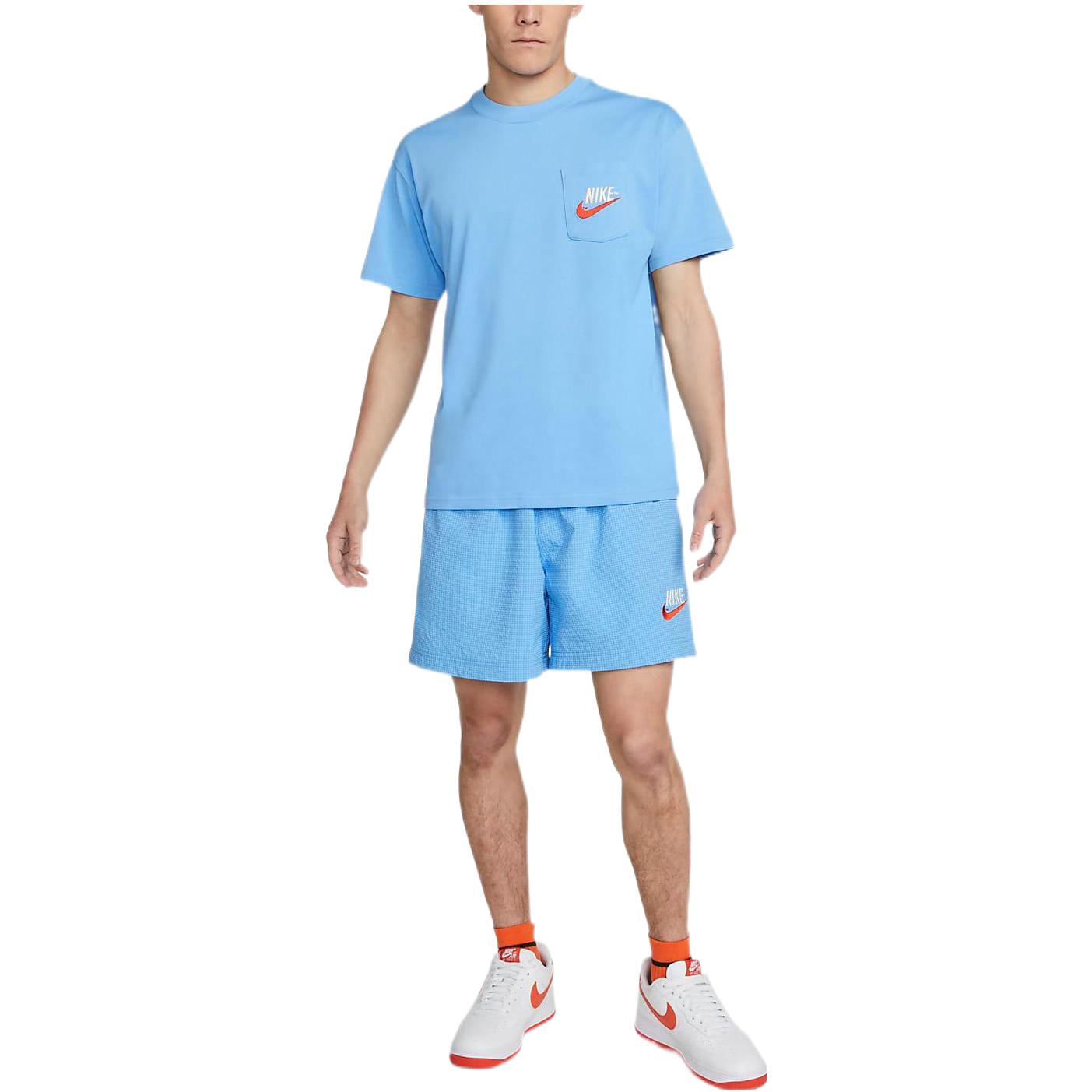 Men's Nike Sportswear Casual Sports Breathable Back Large Logo Round Neck Short Sleeve University Blue T-Shirt DM6426-412