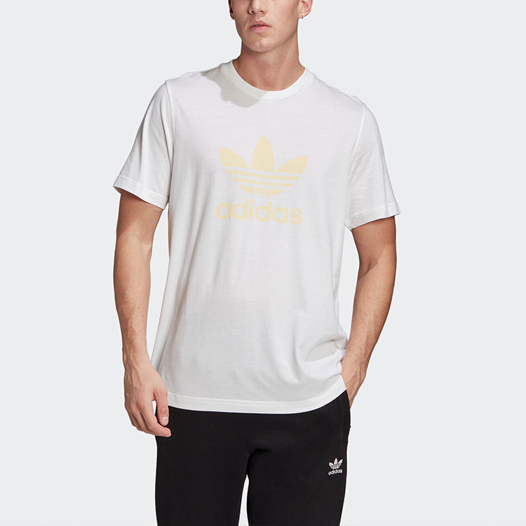 adidas originals Chest Logo Sports Round Neck Short Sleeve White FM3790