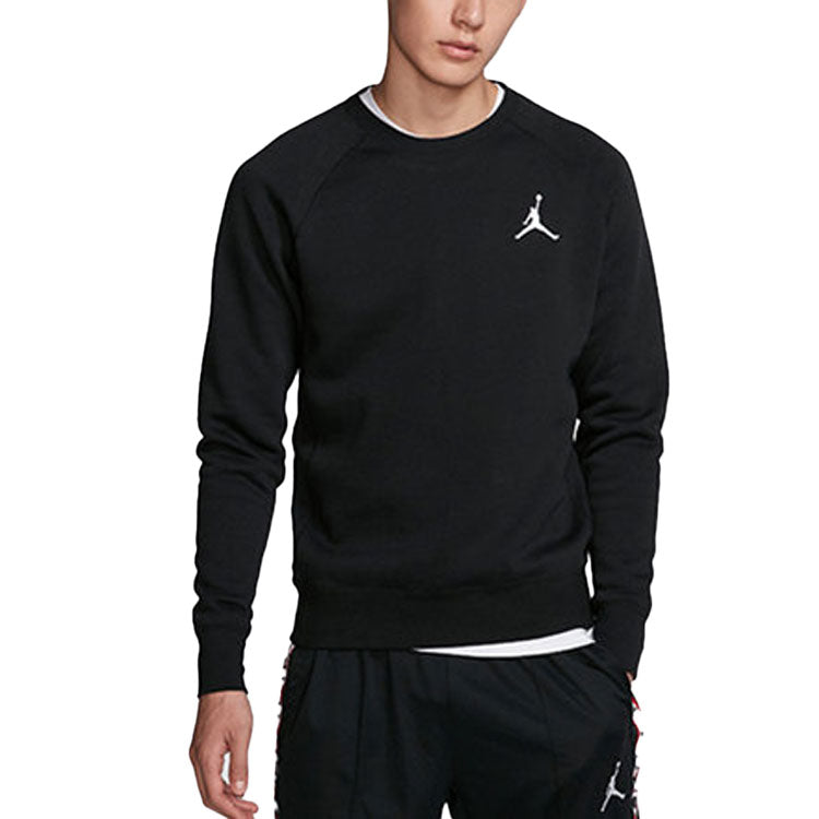 Men's Air Jordan Logo Embroidered Sports Round Neck Pullover Black BQ2941-010