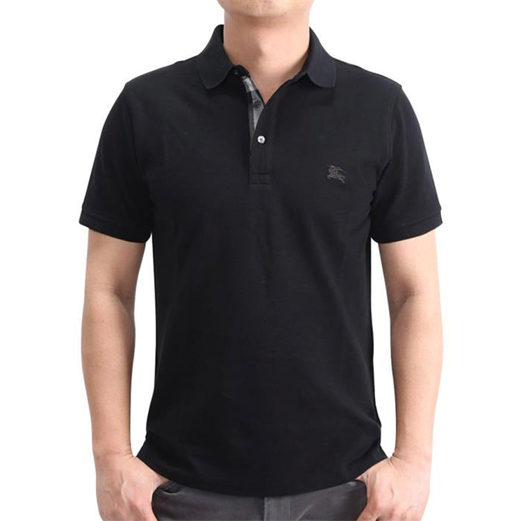 Men's Burberry Logo lapel Short Sleeve Polo Shirt Black 40551241