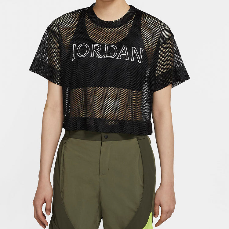 (WMNS) Air Jordan Sports Stylish Mesh Short Sleeve Black CZ1892-010