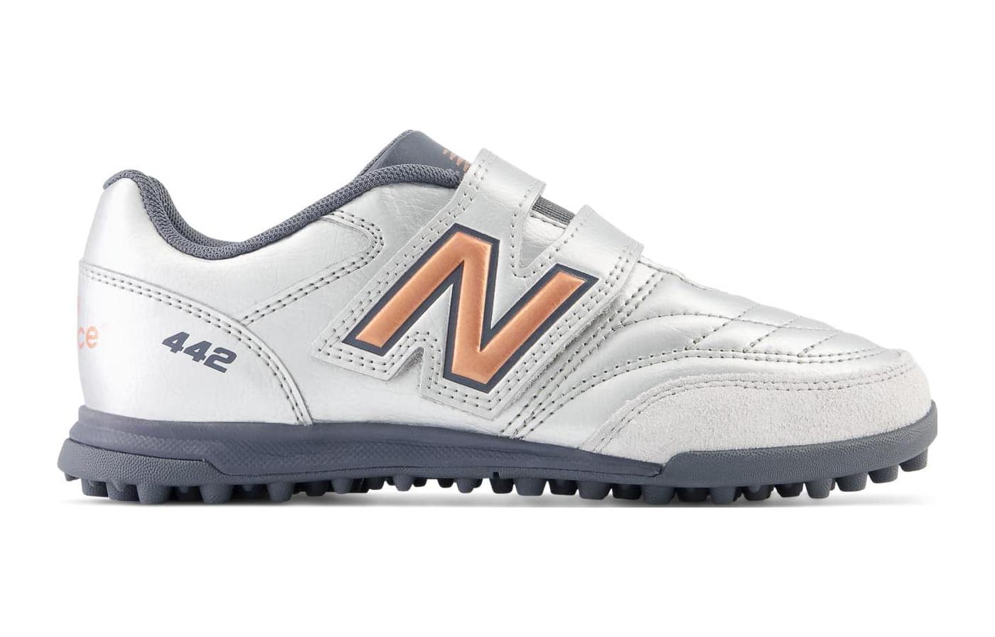 (GS) New Balance 442 v2 V TF Turf Shoes 'Silver Grey Orange' JS4VTSV2