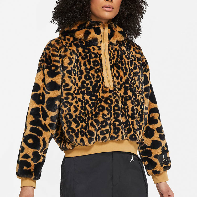 (WMNS) Air Jordan Casual Cozy Half Zipper Hoodie Element Gold CW6482-760