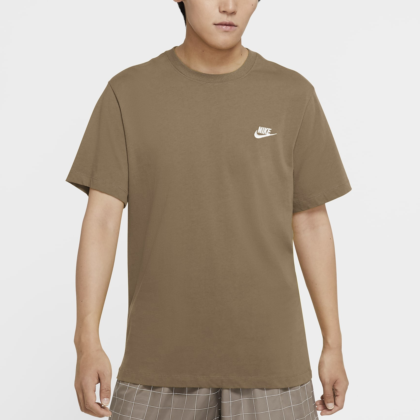 Men's Nike Embroidered Small Round Neck Short Sleeve Brown T-Shirt AR4999-258