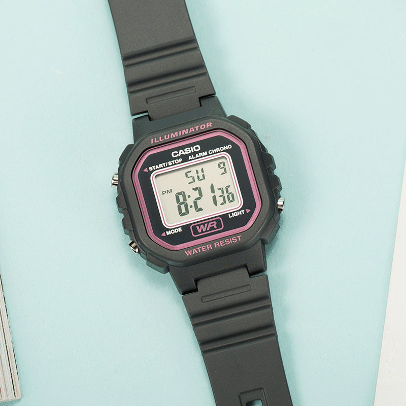 CASIO Waterproof Sports Unisex GrayPink Digital LA-20WH-8A