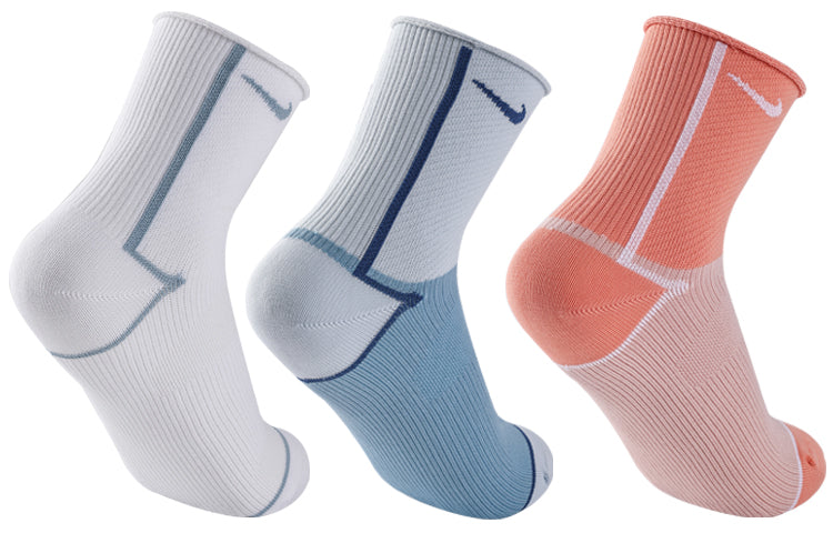 Nike Everyday Plus Lightweight Training Sports Breathable Socks Couple Style 3 Pairs White Pink Blue CK6021-914