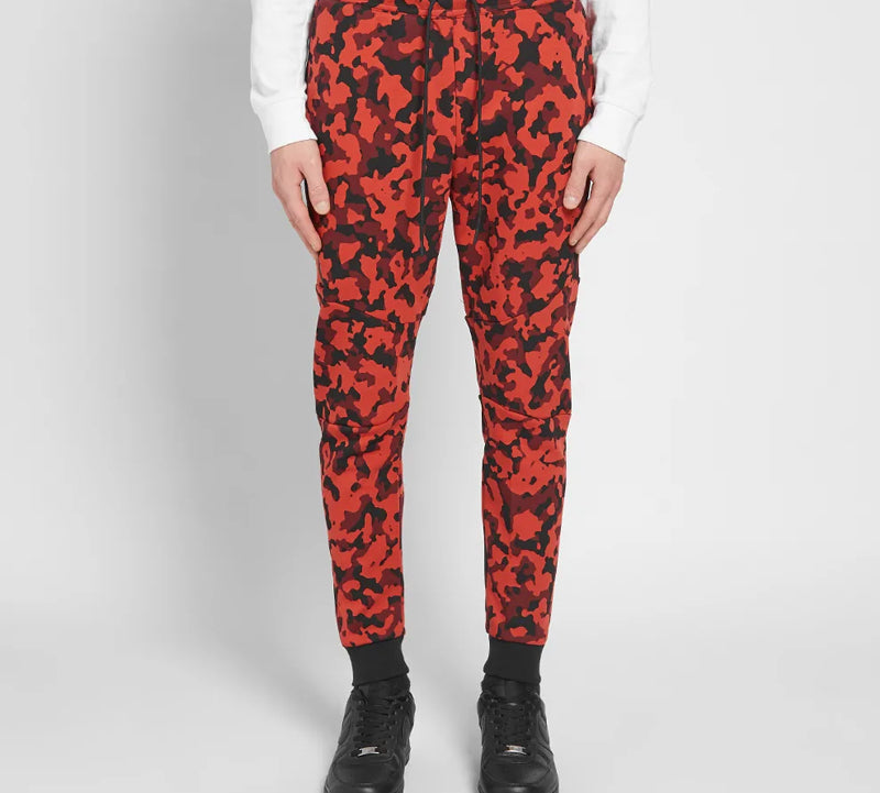 Nike Tech Fleece Street Slim Fit Camouflage Long Pants Red Camouflage CJ5981-603